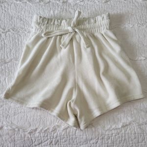 asos Design French Terry Cloth High Waist  Shorts 0 Cream Like New Stretch
